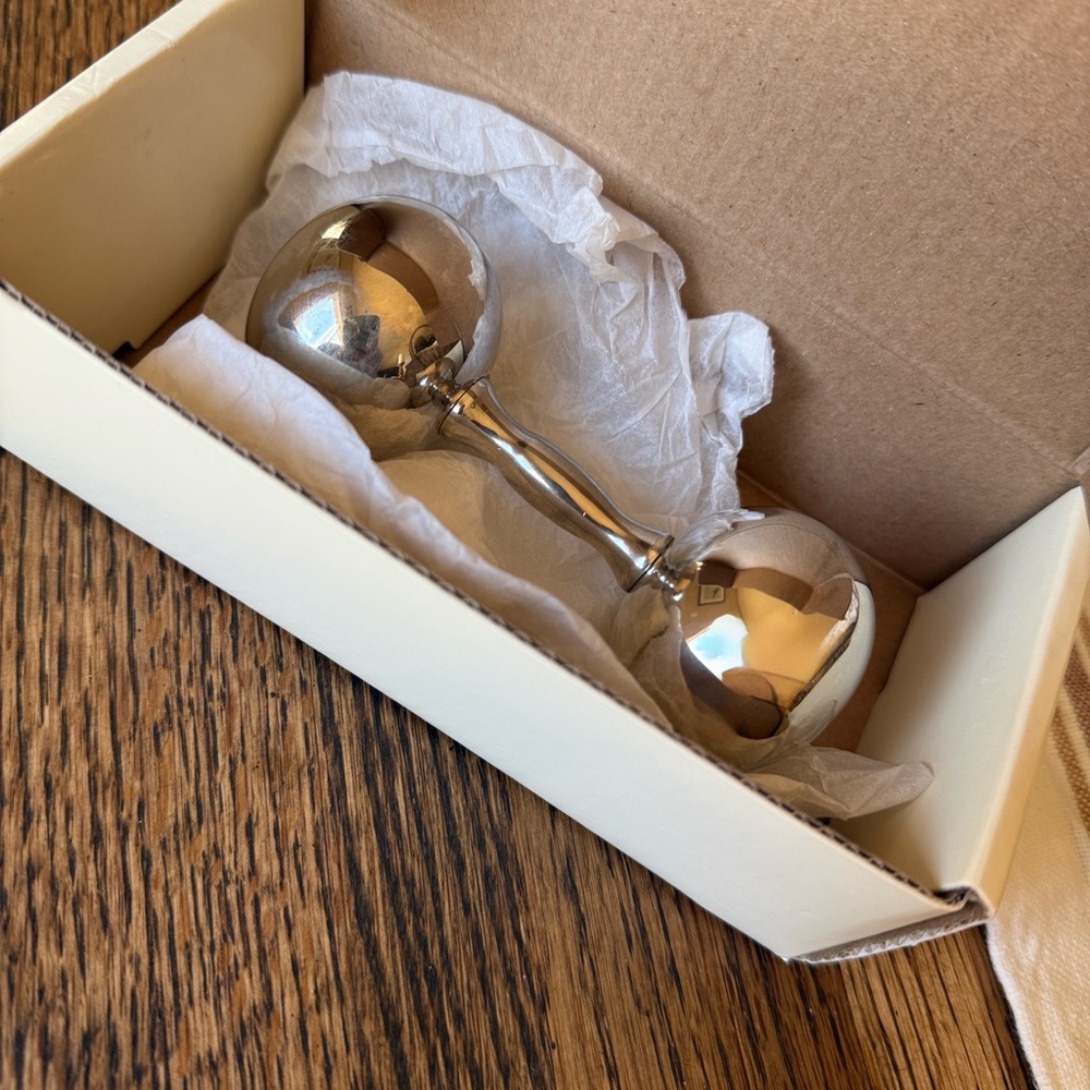 Red Envelope Silver Plated Baby Rattle Classic Dumbbell - Picture 9 of 16